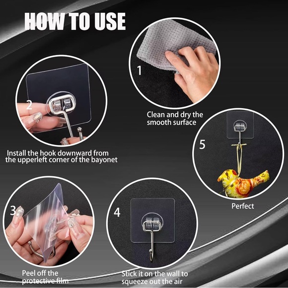 Large Adhesive Hooks, 15-Pack Hold 44lb(Max) Heavy Duty Sticky Hooks - Picture 6 of 7